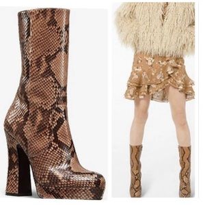 Michael Kors Brown Snake Print Heeled Boots